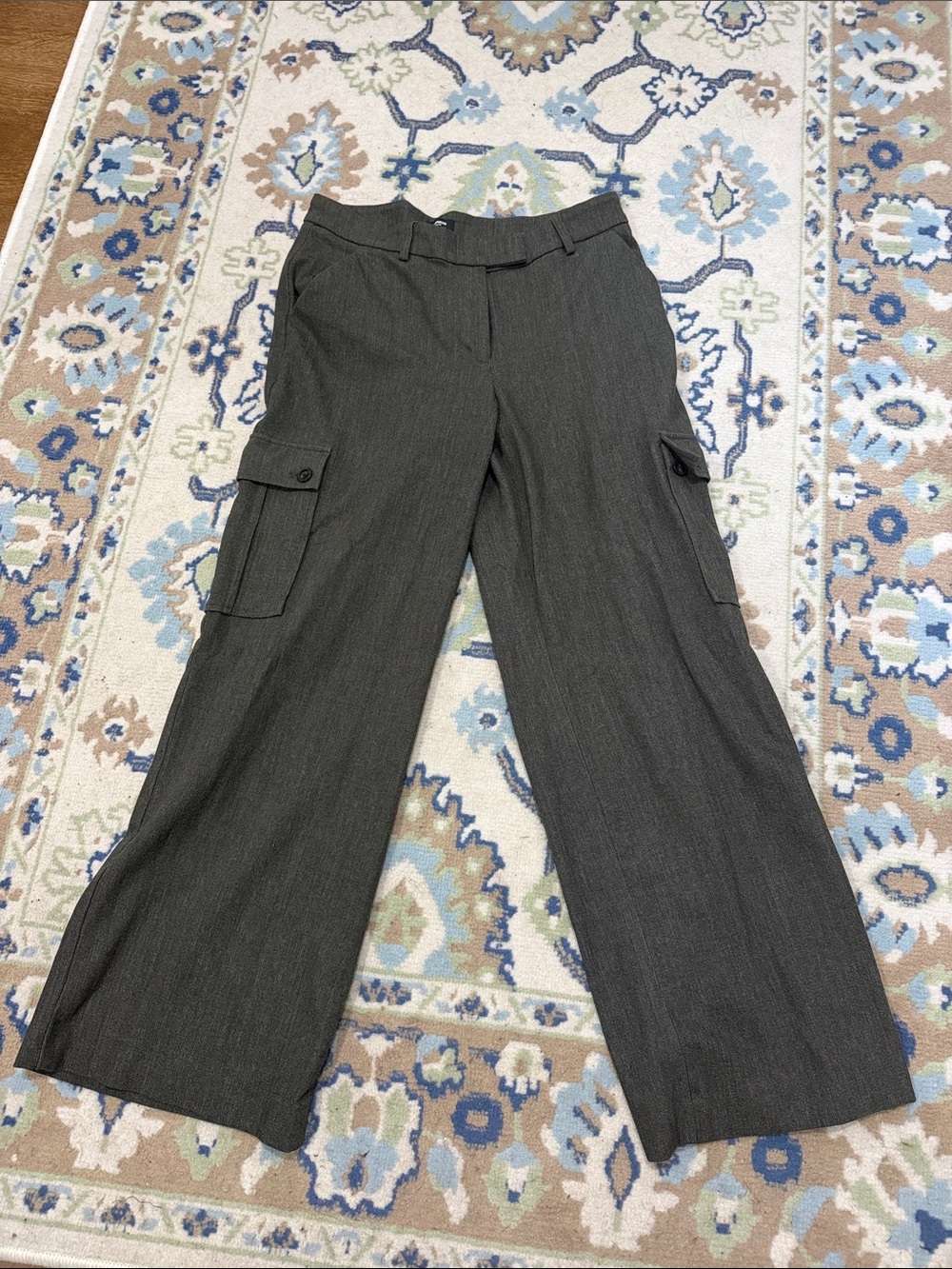 Express Wide Leg Cargo Dress Pants - Dark Gray